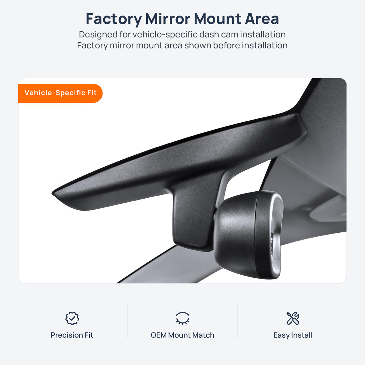 Factory mirror mount area for BMW i3 Hatchback I01 dash cam installation