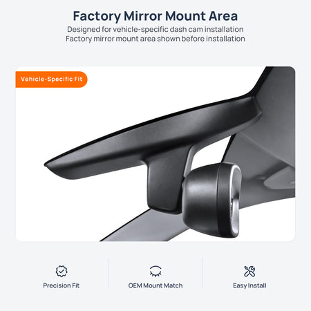 Factory mirror mount area for BMW i3 Hatchback I01 dash cam installation