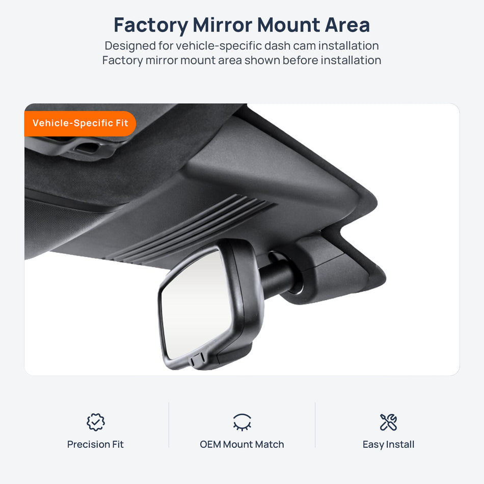 Factory mirror mount area for Infiniti QX50 P71A dash cam installation