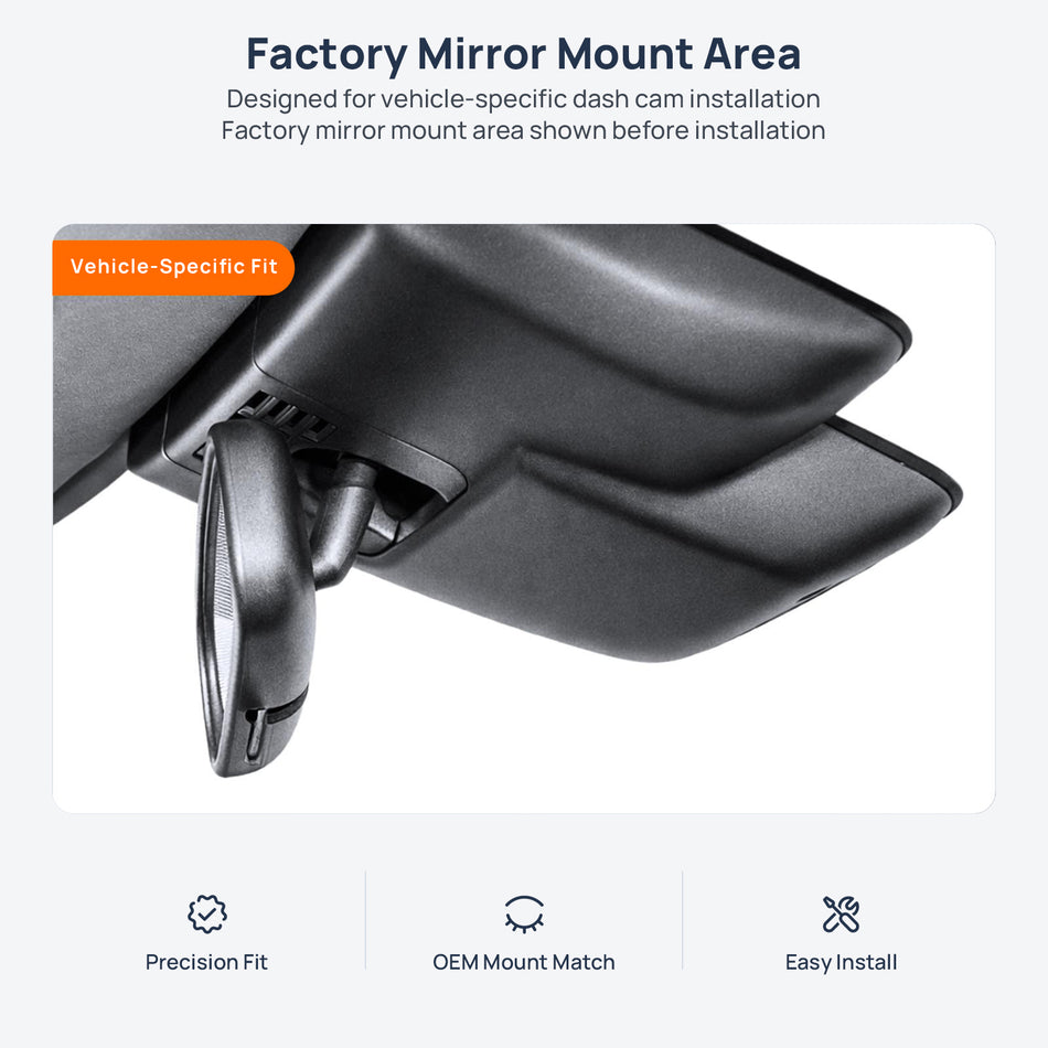 Factory mirror mount area for Toyota Corolla E210 dash cam installation