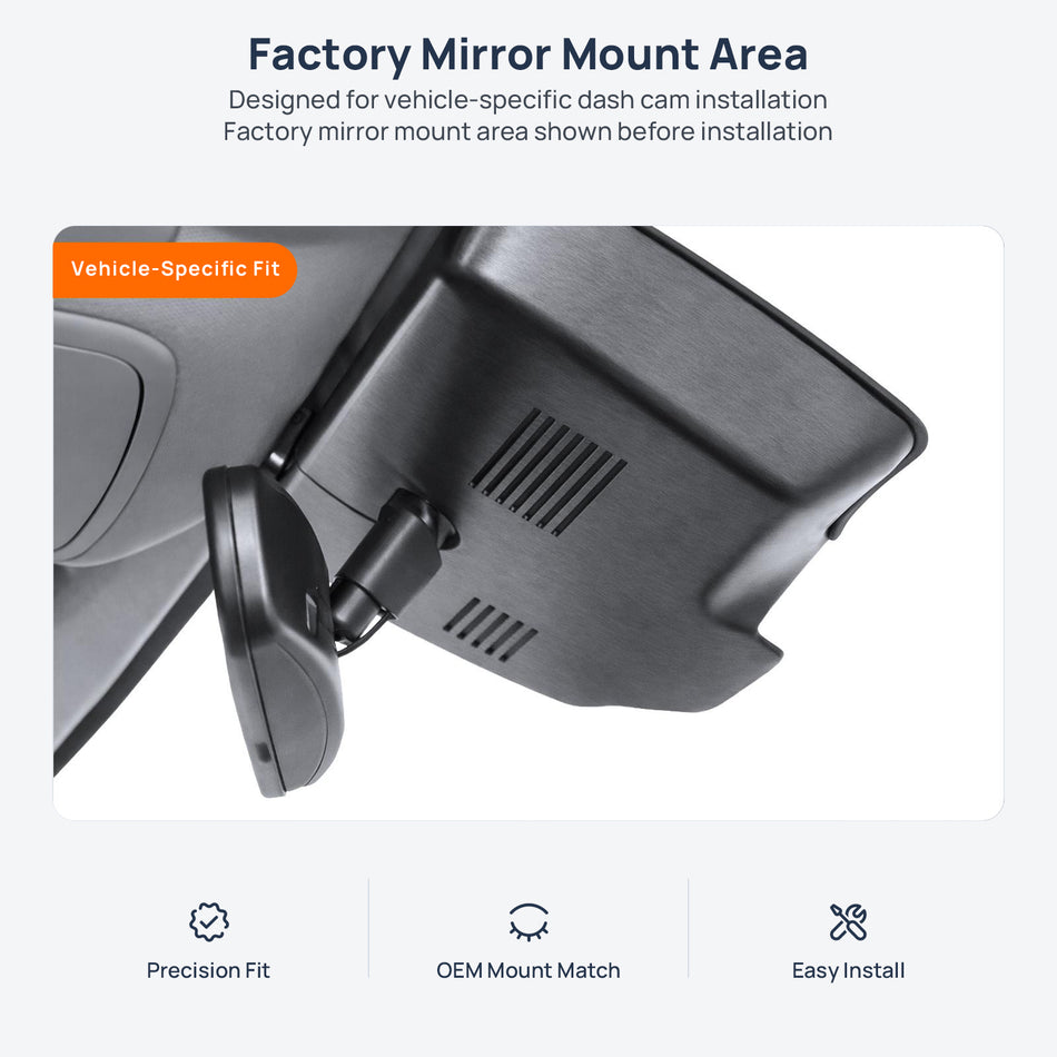 Factory mirror mount area for TANK 400 dash cam installation