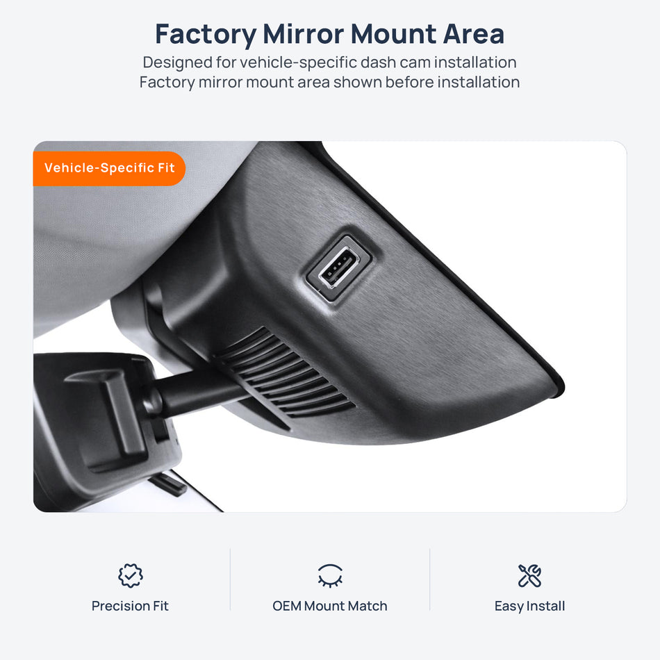 Factory mirror mount area for HAVAL Raptor PHEV dash cam installation